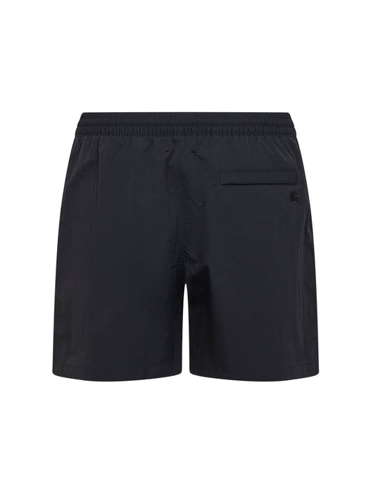 Black nylon swim shorts with Check trims