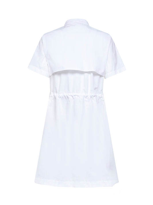 Abito corto in popeline di cotone bianco ottico