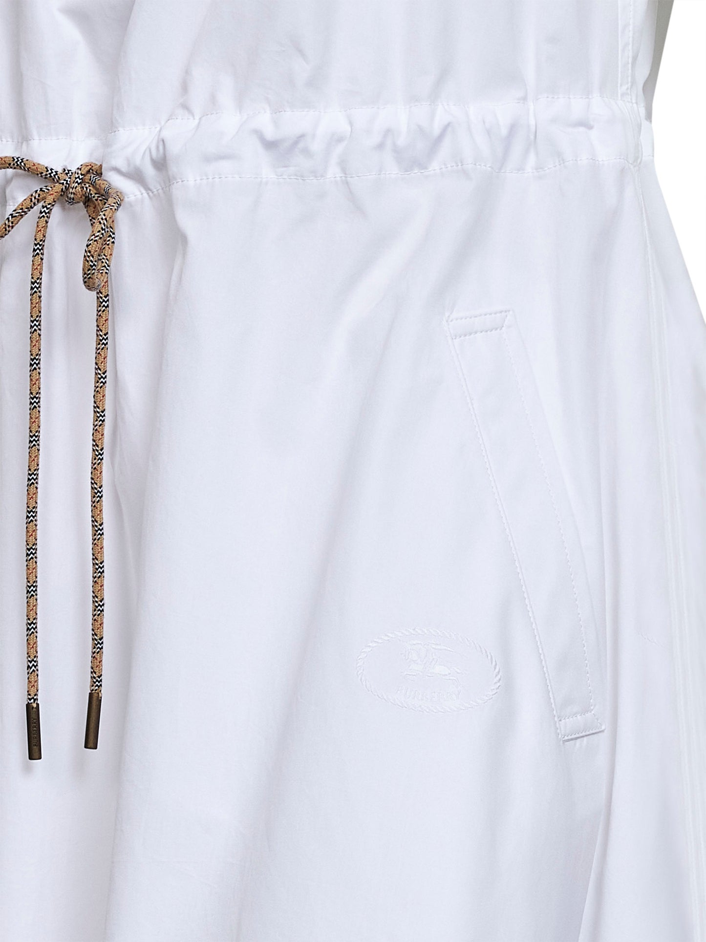 Abito corto in popeline di cotone bianco ottico