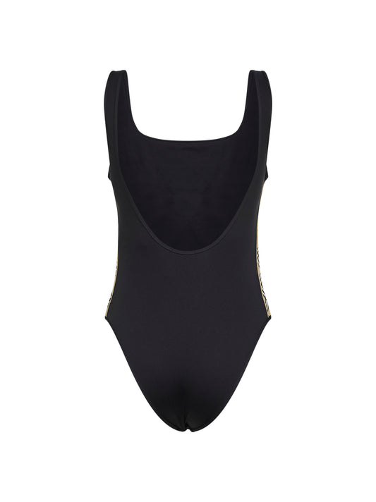 Costume da bagno in lycra nera con finiture Check
