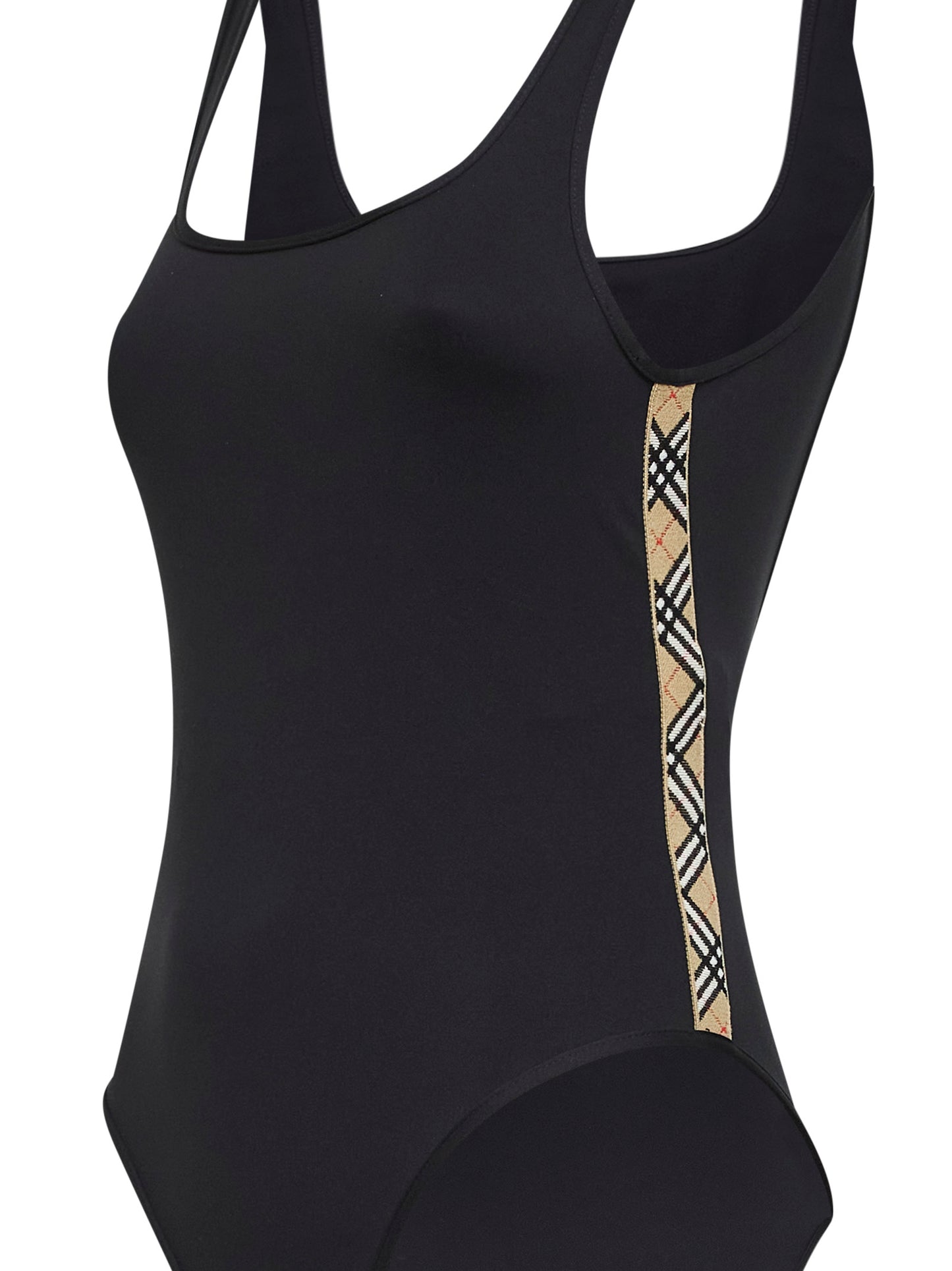 Costume da bagno in lycra nera con finiture Check