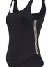 Costume da bagno in lycra nera con finiture Check