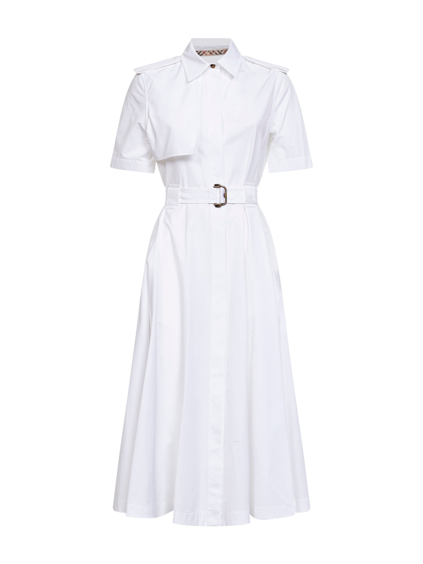 Optical white cotton poplin shirt dress