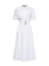 Optical white cotton poplin shirt dress