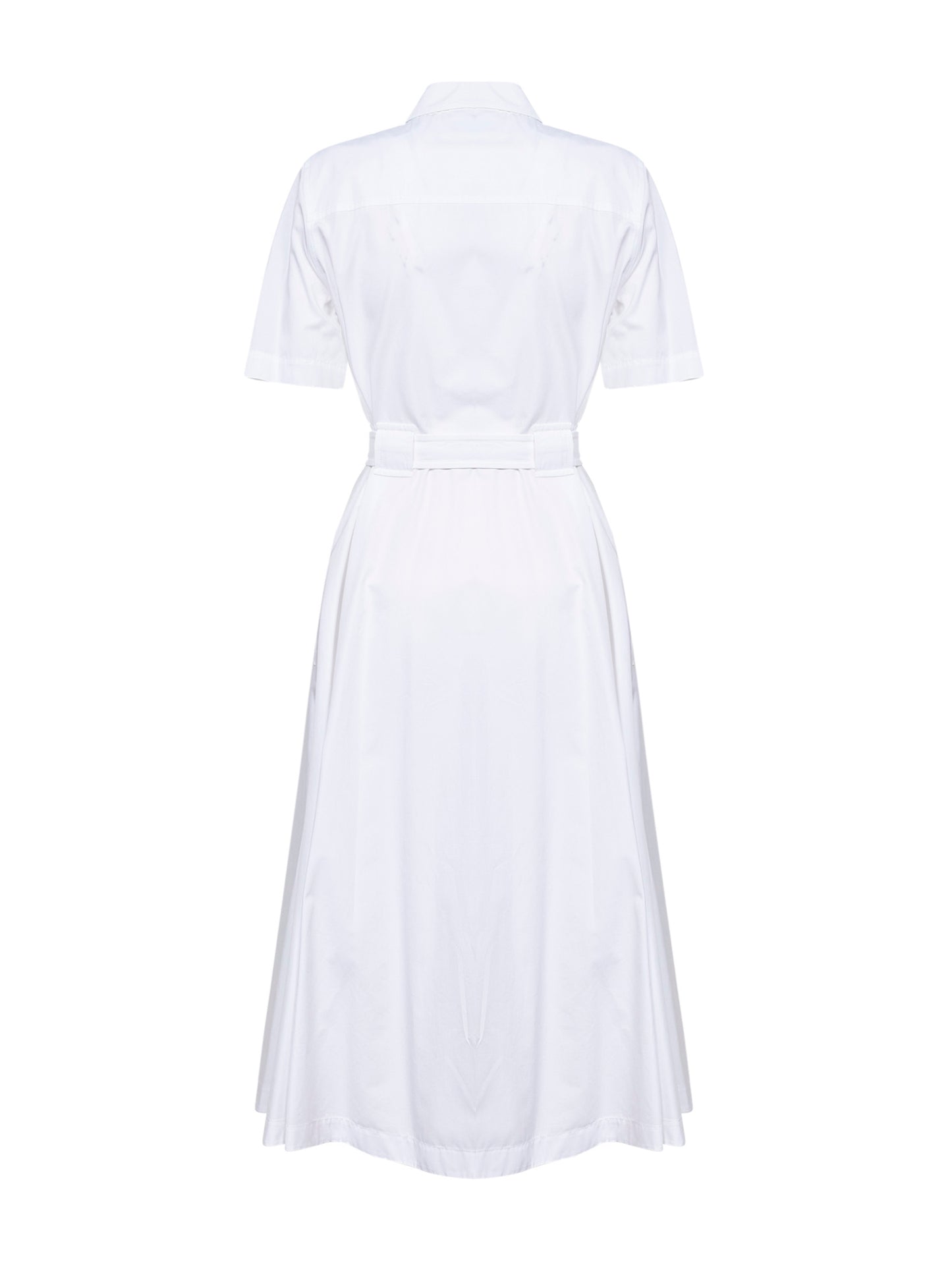Optical white cotton poplin shirt dress