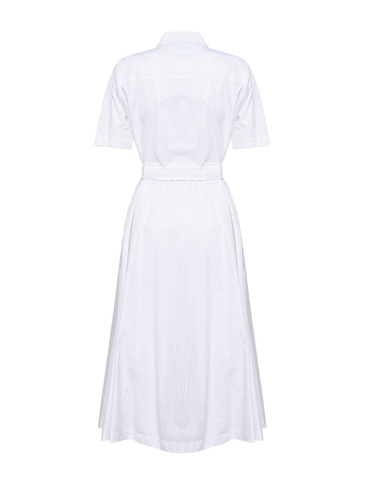 Abito chemisier in popeline di cotone bianco ottico