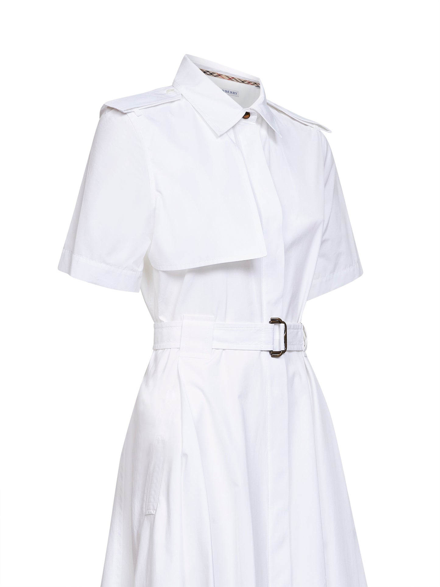 Optical white cotton poplin shirt dress