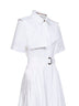 Optical white cotton poplin shirt dress