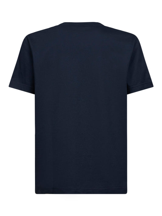 Blue cotton T-shirt with Check trims