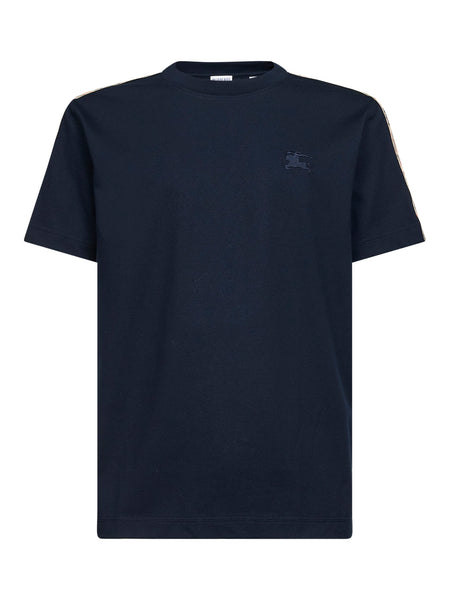 Blue cotton T-shirt with Check trims – Daniello.com