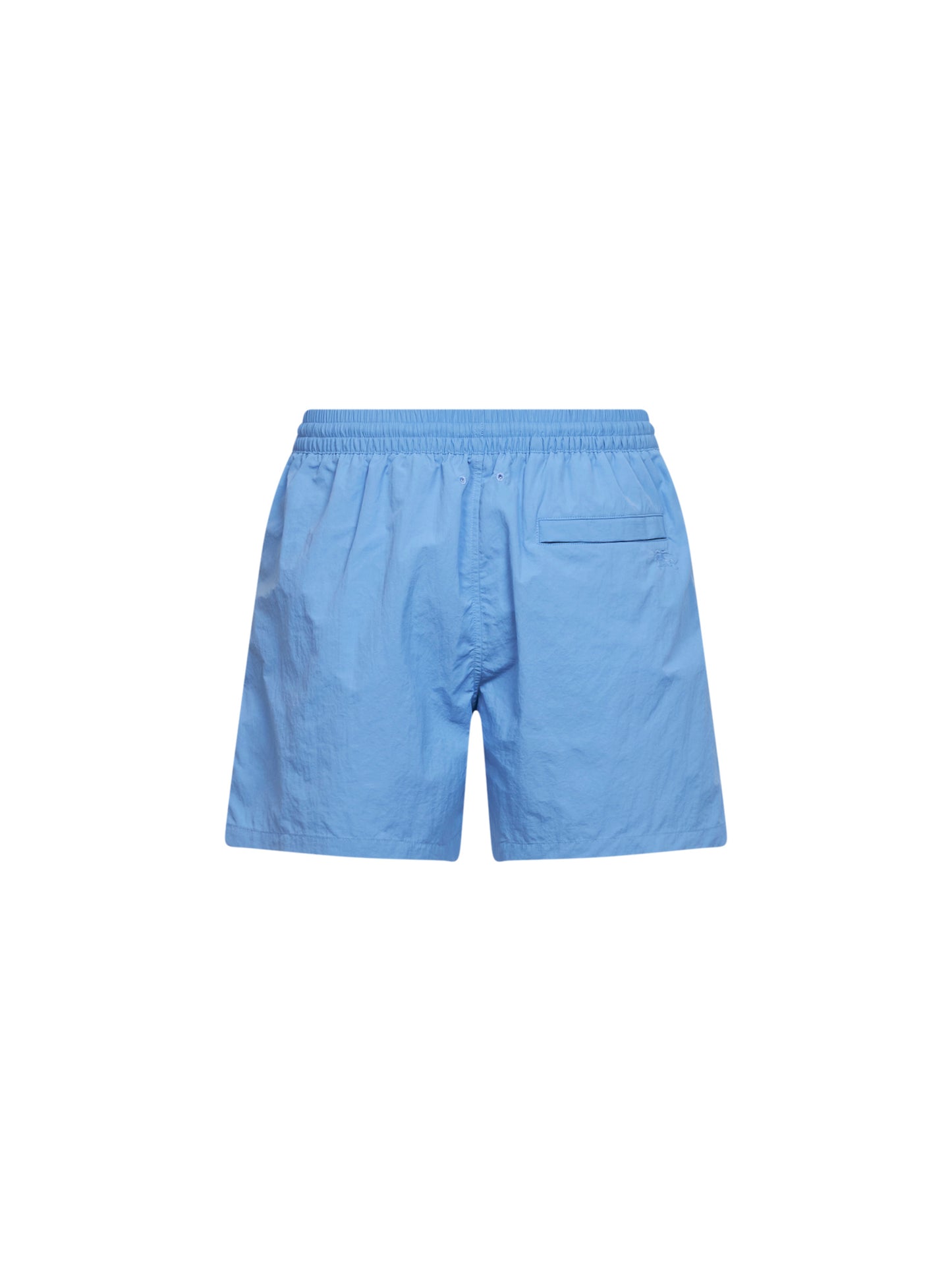 Shorts da mare in nylon azzurro con finiture Check