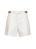 Shorts in popeline di cotone avorio con cinturini Check