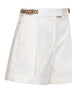Shorts in popeline di cotone avorio con cinturini Check