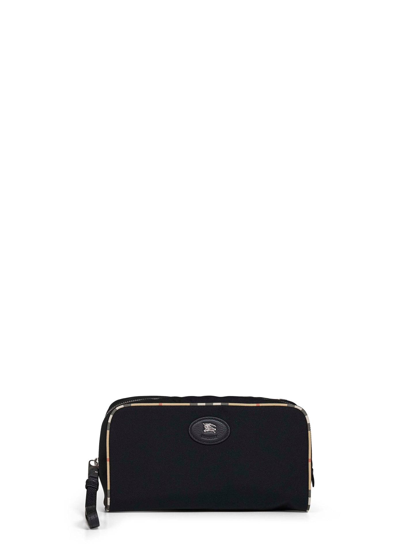 Trousse da viaggio media nera con finiture Check