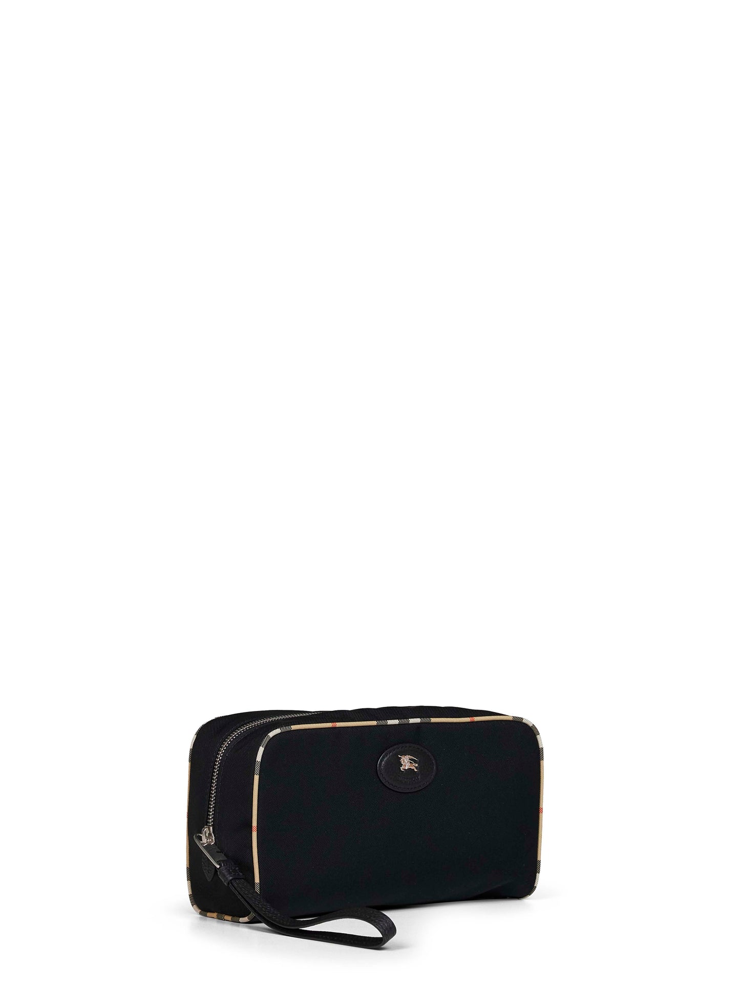 Trousse da viaggio media nera con finiture Check