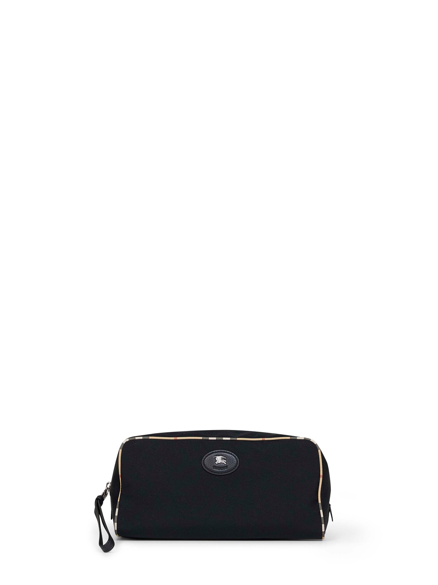 Trousse da viaggio grande nera con finiture Check