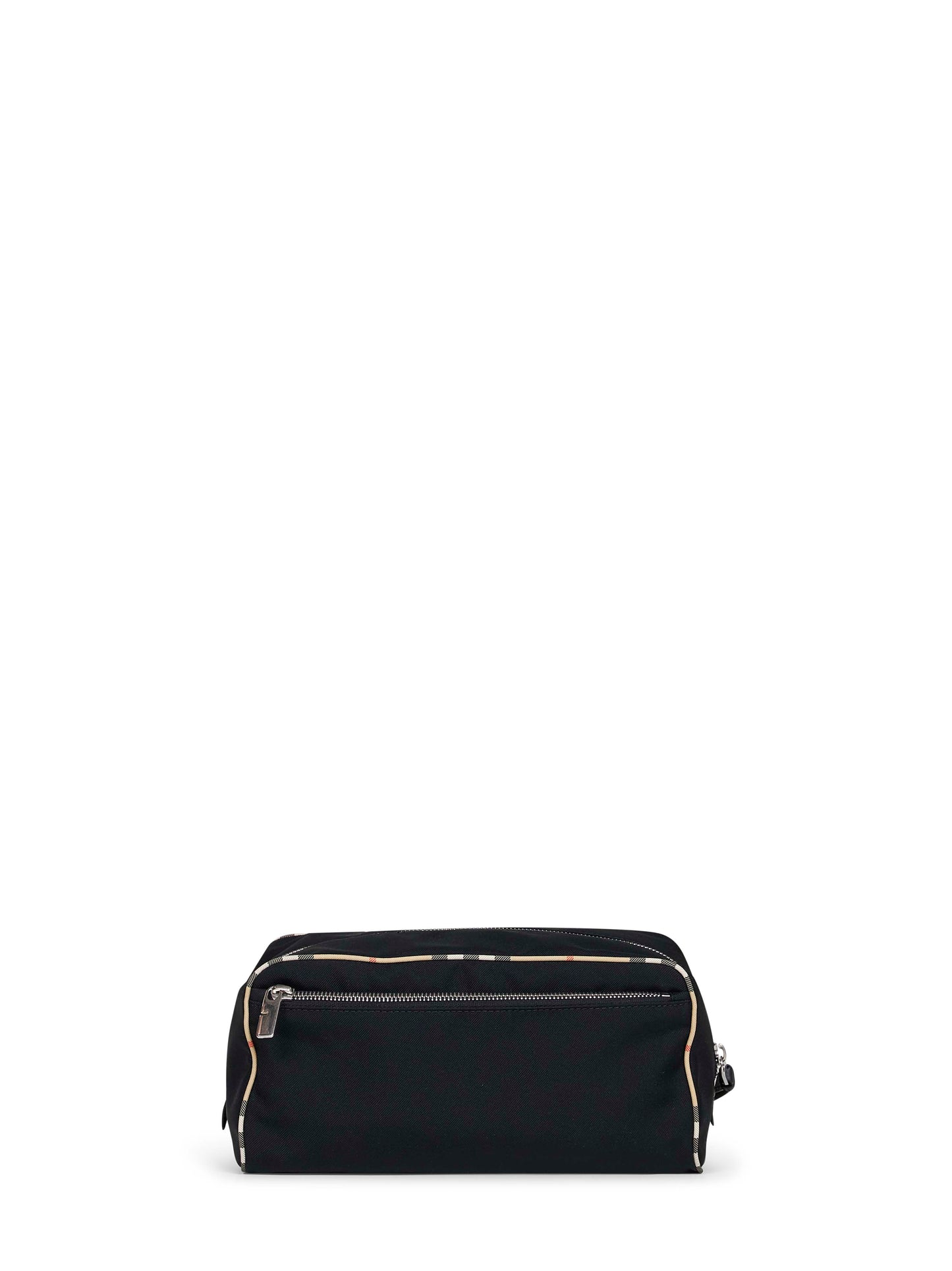 Trousse da viaggio grande nera con finiture Check