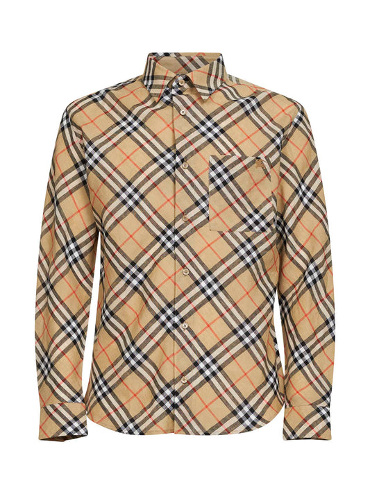 Camicia in lino Check sabbia