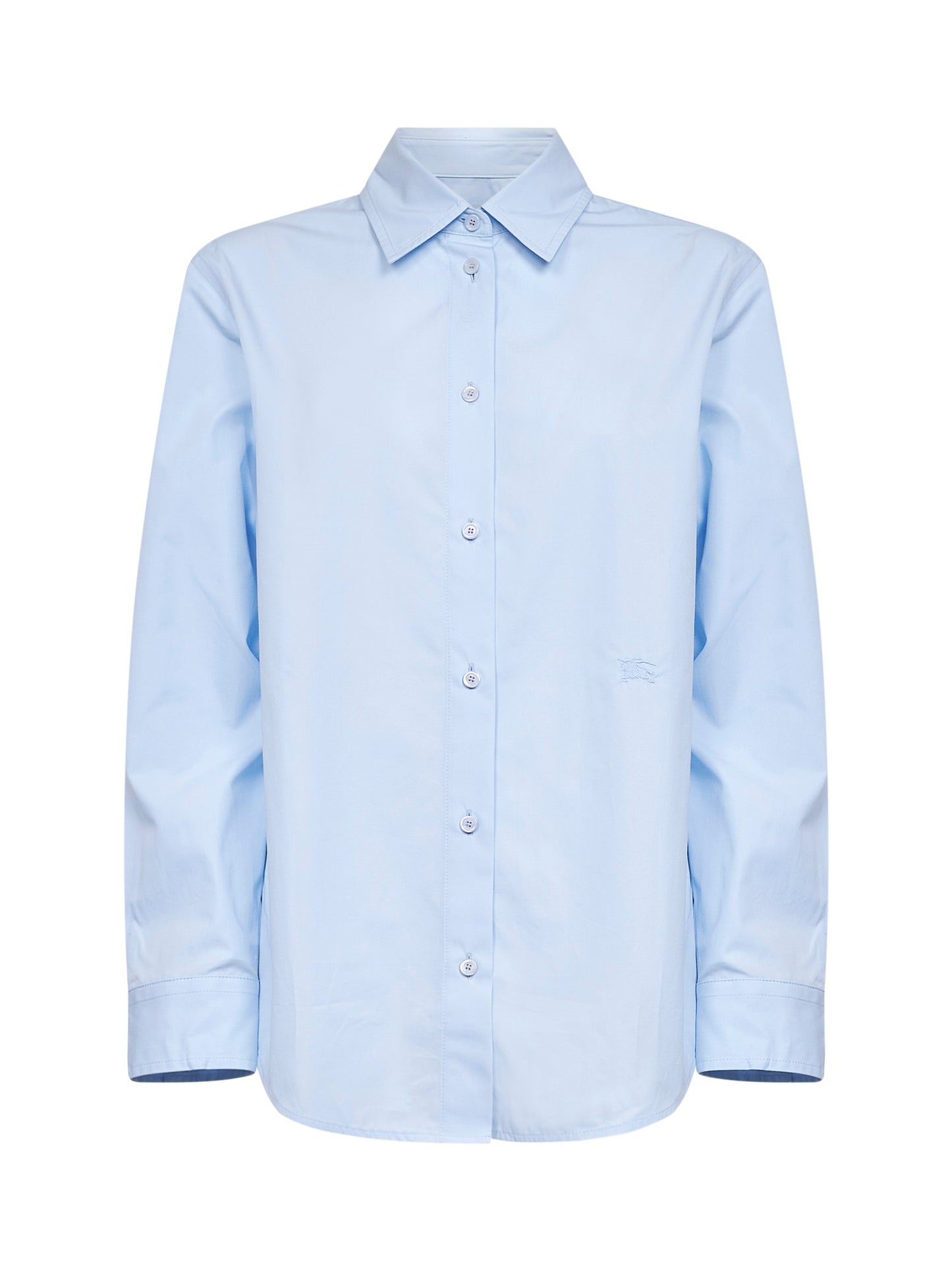 Light blue cotton poplin formal shirt with Check trims