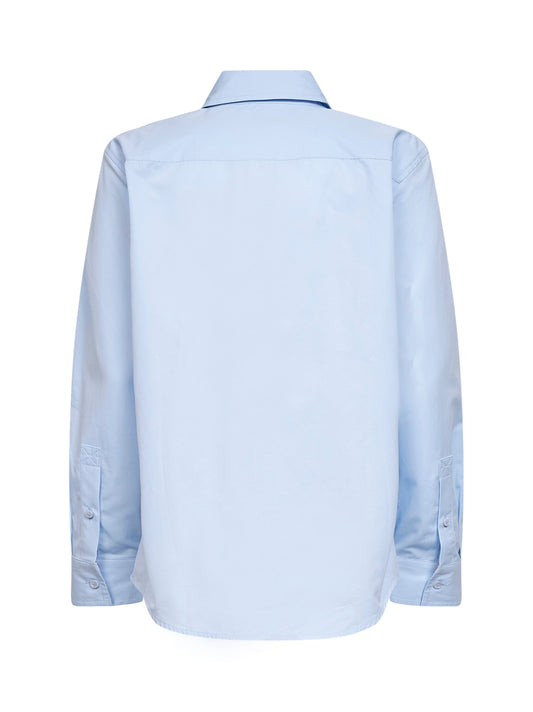 Camicia formale in popeline di cotone azzurro con finiture Check