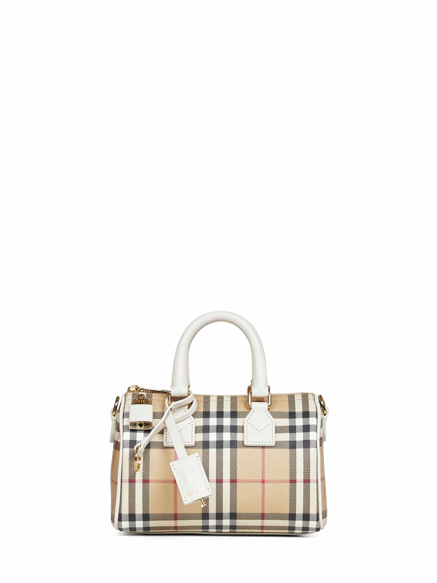 Beige Check mini bowling bag