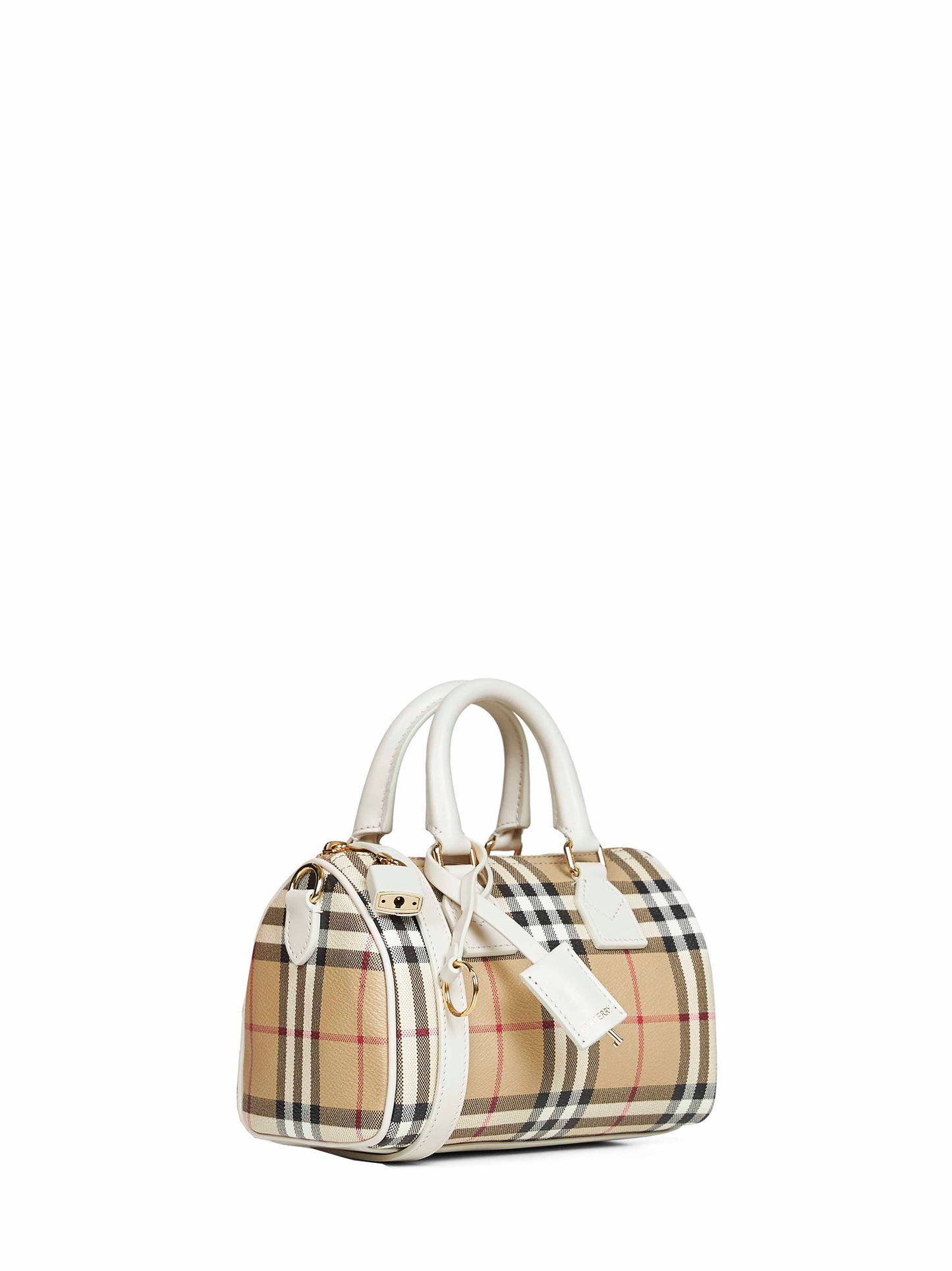 Beige Check mini bowling bag