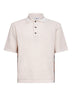 Beige cotton mesh polo shirt with Check trims