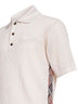 Beige cotton mesh polo shirt with Check trims