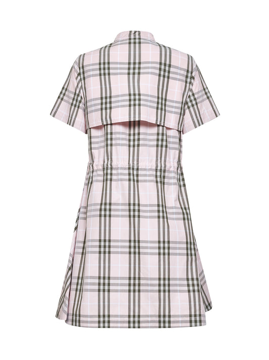 Pink Check cotton poplin short dress