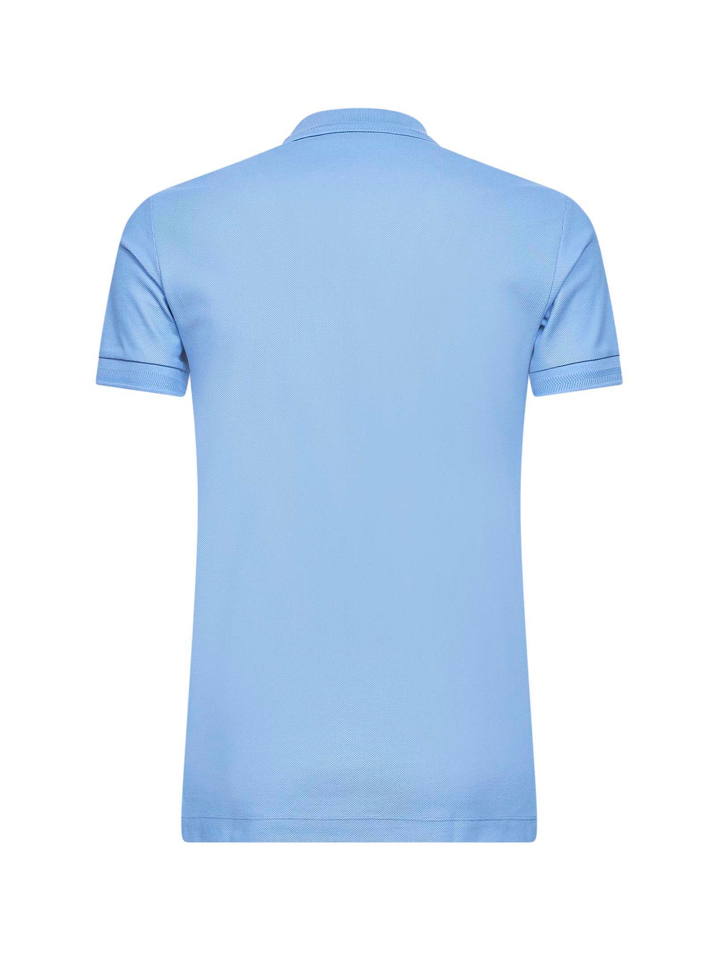 Polo in piqué di cotone azzurro con ricamo