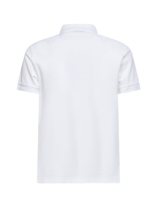 Polo in piquet di cotone bianco con ricamo EKD