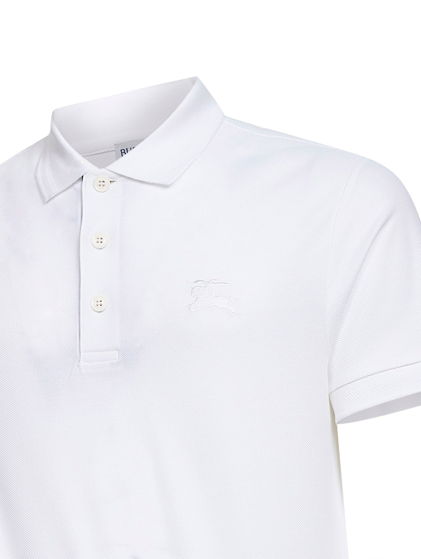 Polo in piquet di cotone bianco con ricamo EKD