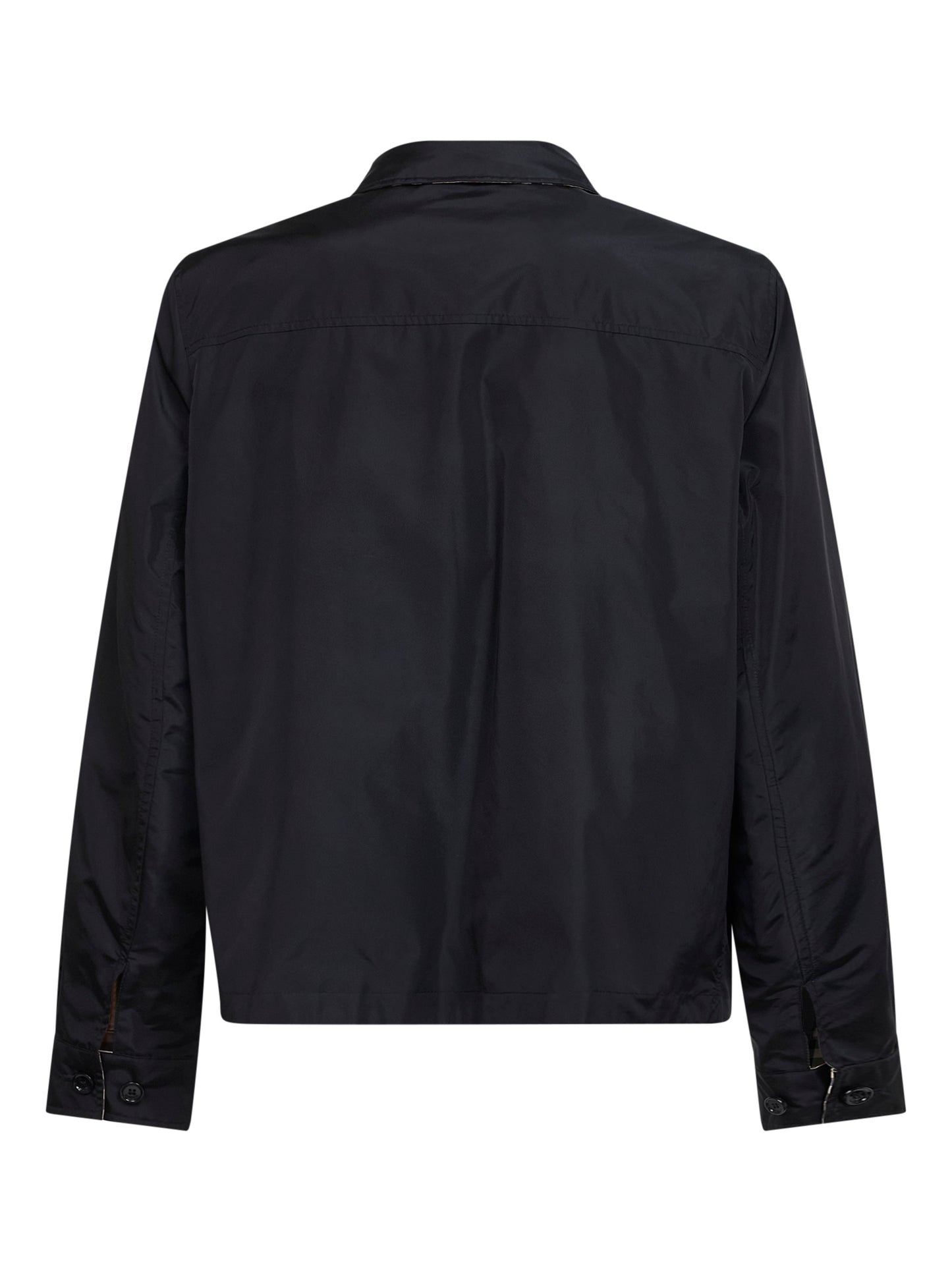 Black nylon and sand beige Check reversible jacket