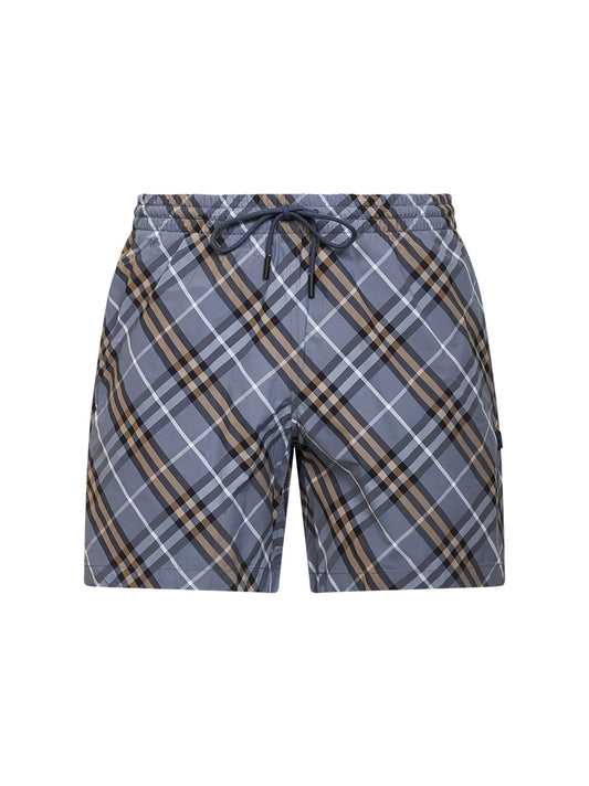 Shorts da mare Check in nylon Check blu
