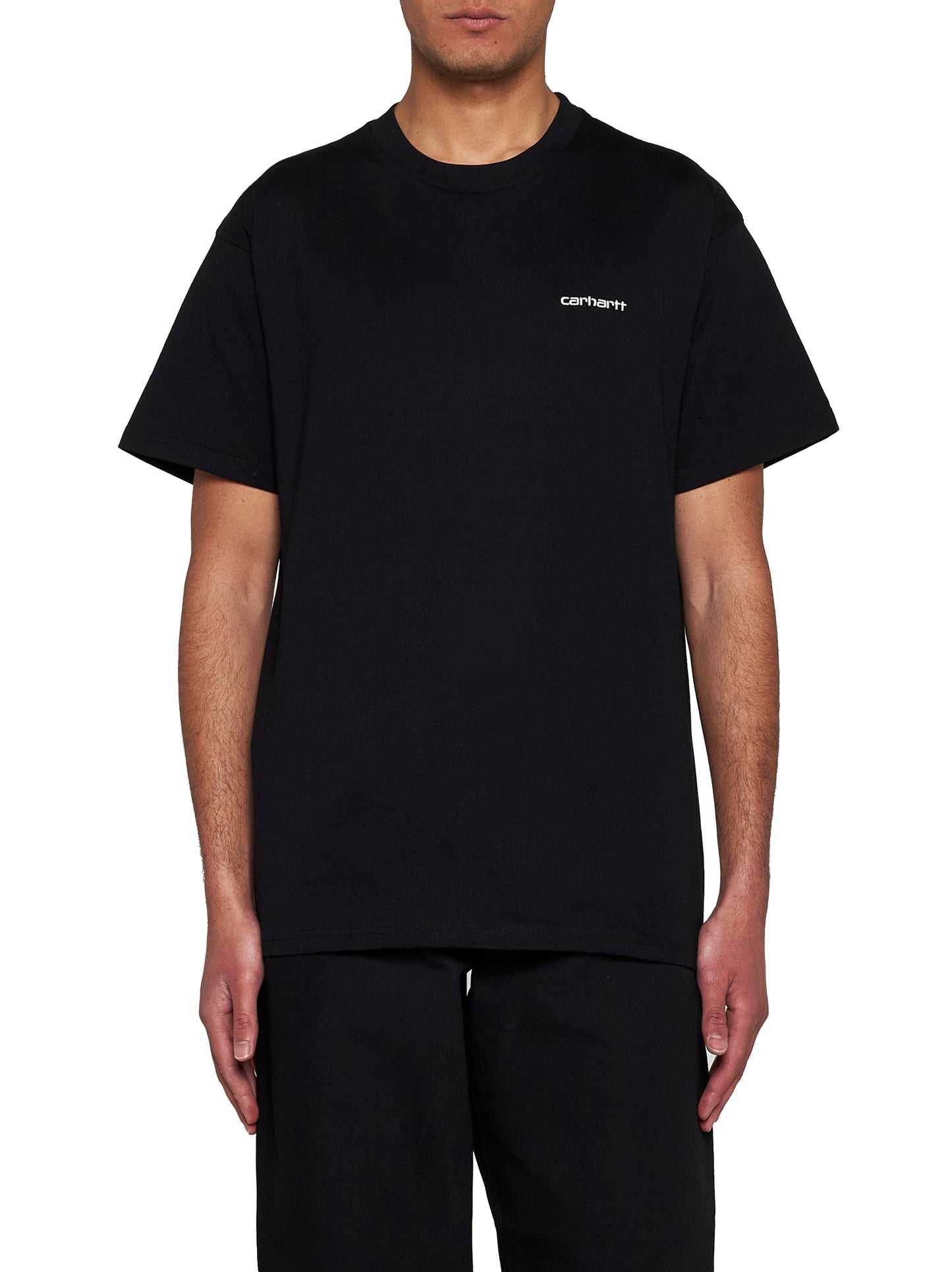 Black S/S Script Embroidery T-shirt