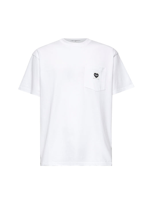 White cotton S/S Pocket Heart T-shirt