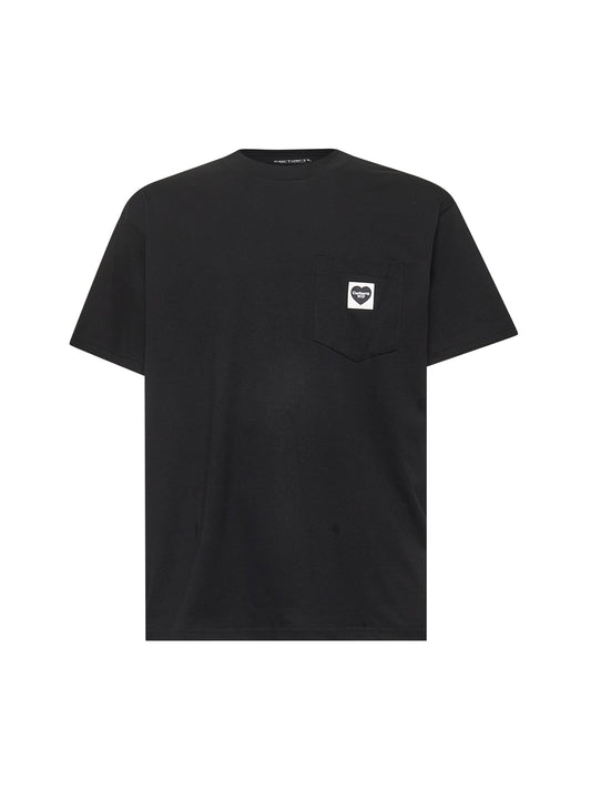 Black cotton S/S Pocket Heart T-shirt