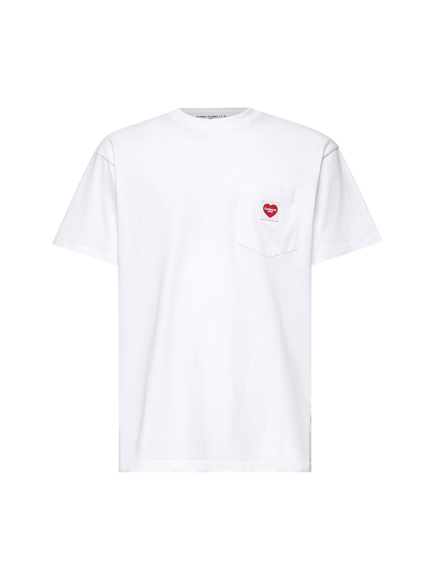 White cotton S/S Pocket Heart T-shirt