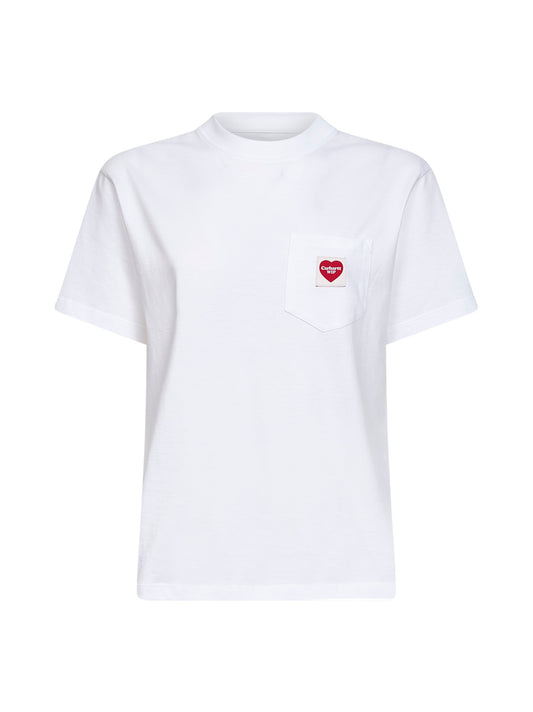 T-shirt W' S/S Pocket Heart bianca