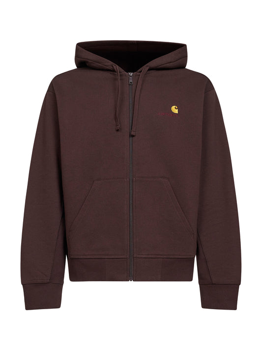 Felpa con zip e cappuccio Hooded American Script Jacket marrone