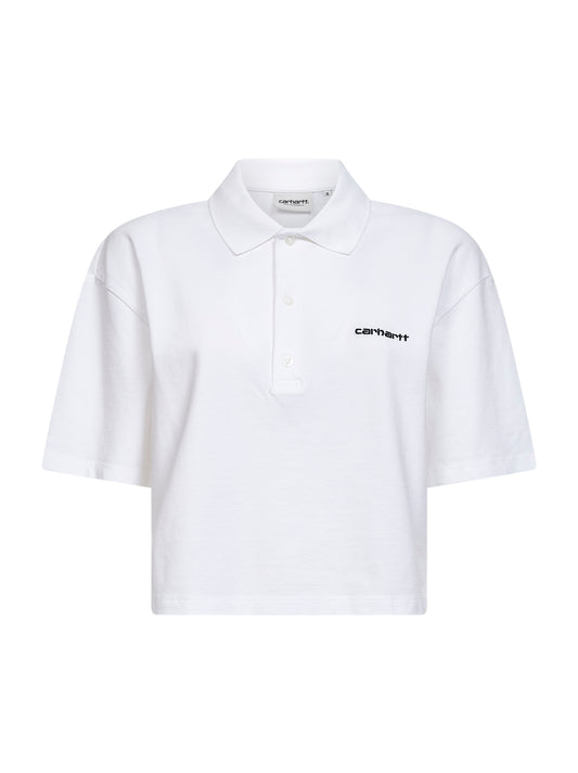 Polo crop W' S/S Carhartt Script bianca