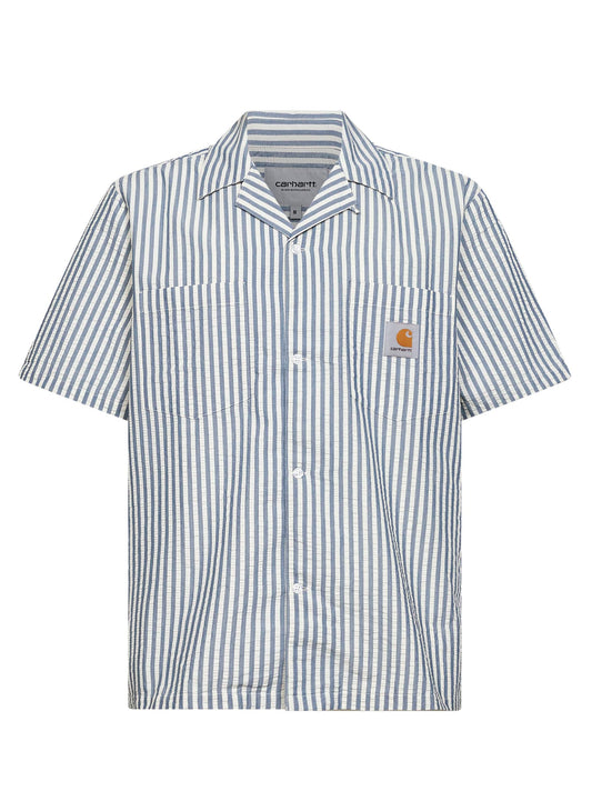 Camicia a maniche corte S/S Leavel Shirt blu e cera