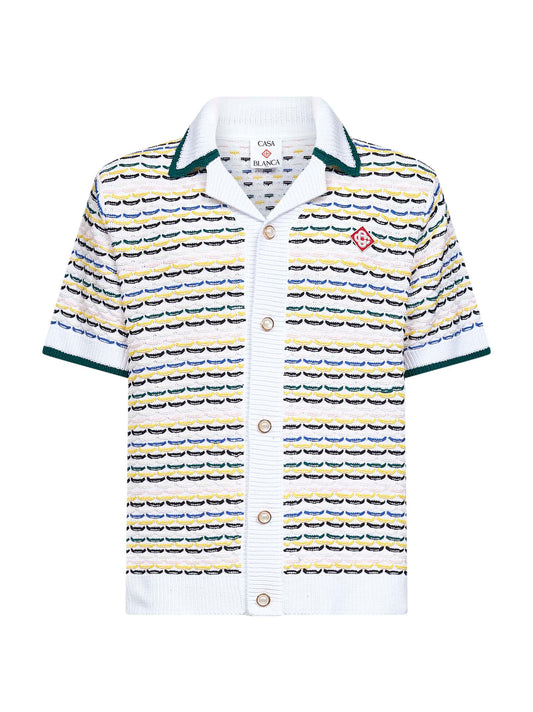 White crochet cotton Tuck Stitch shirt