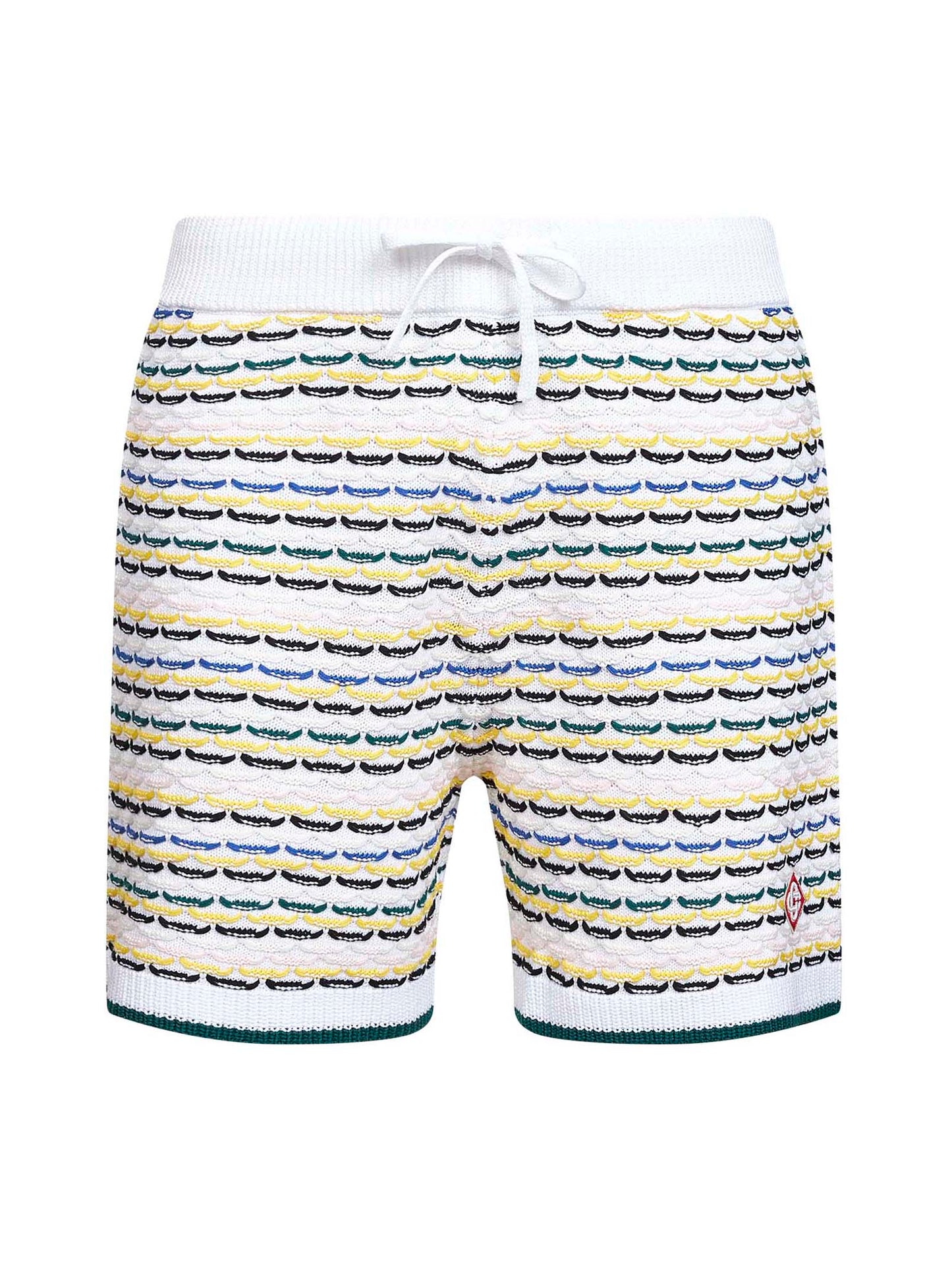 Shorts Tuck Stitch in cotone all'uncinetto bianco