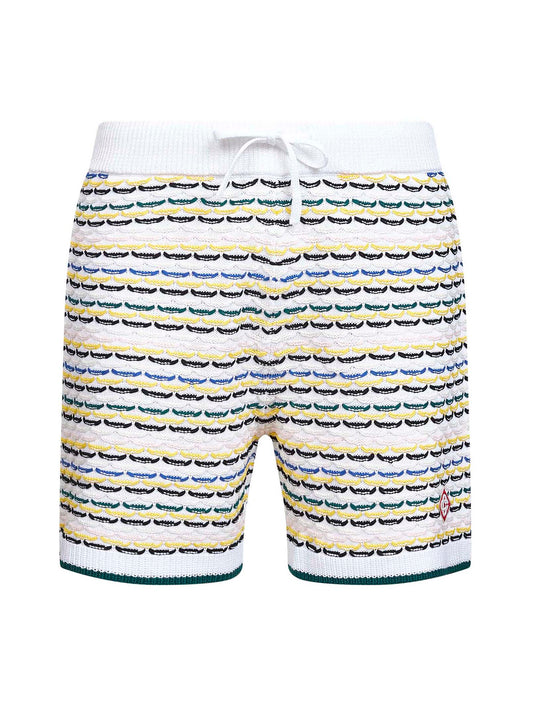 White crochet cotton Tuck Stitch shorts