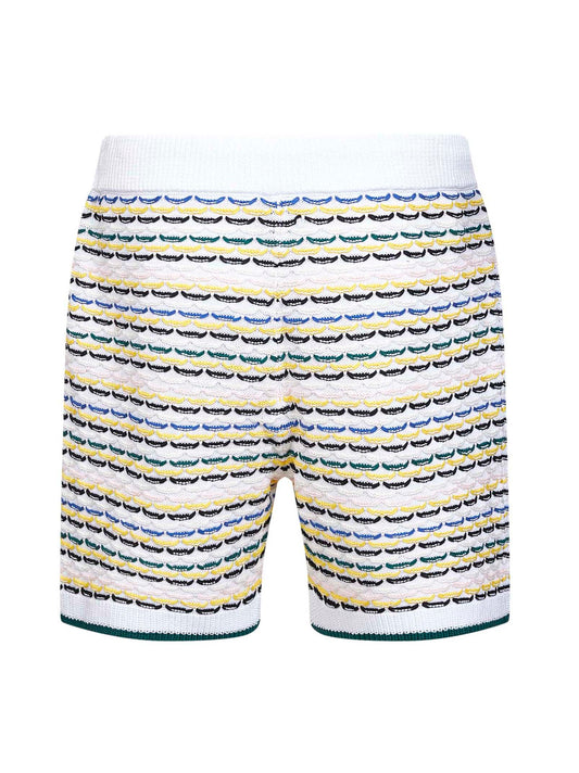 White crochet cotton Tuck Stitch shorts