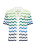 Green and white Wave crochet cotton shirt