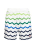 Green and white Wave crochet cotton shorts