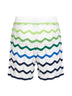 Green and white Wave crochet cotton shorts