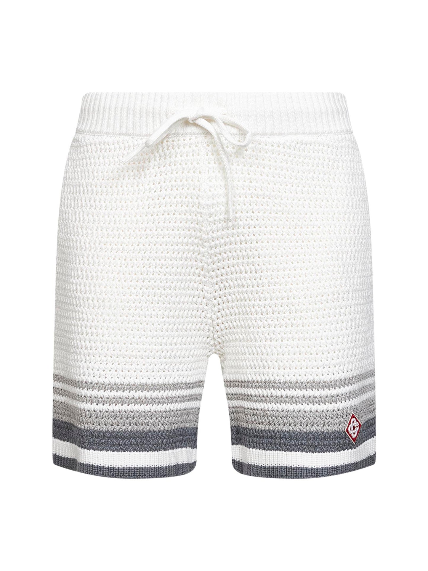 Shorts in cotone all'uncinetto bianco e grigio